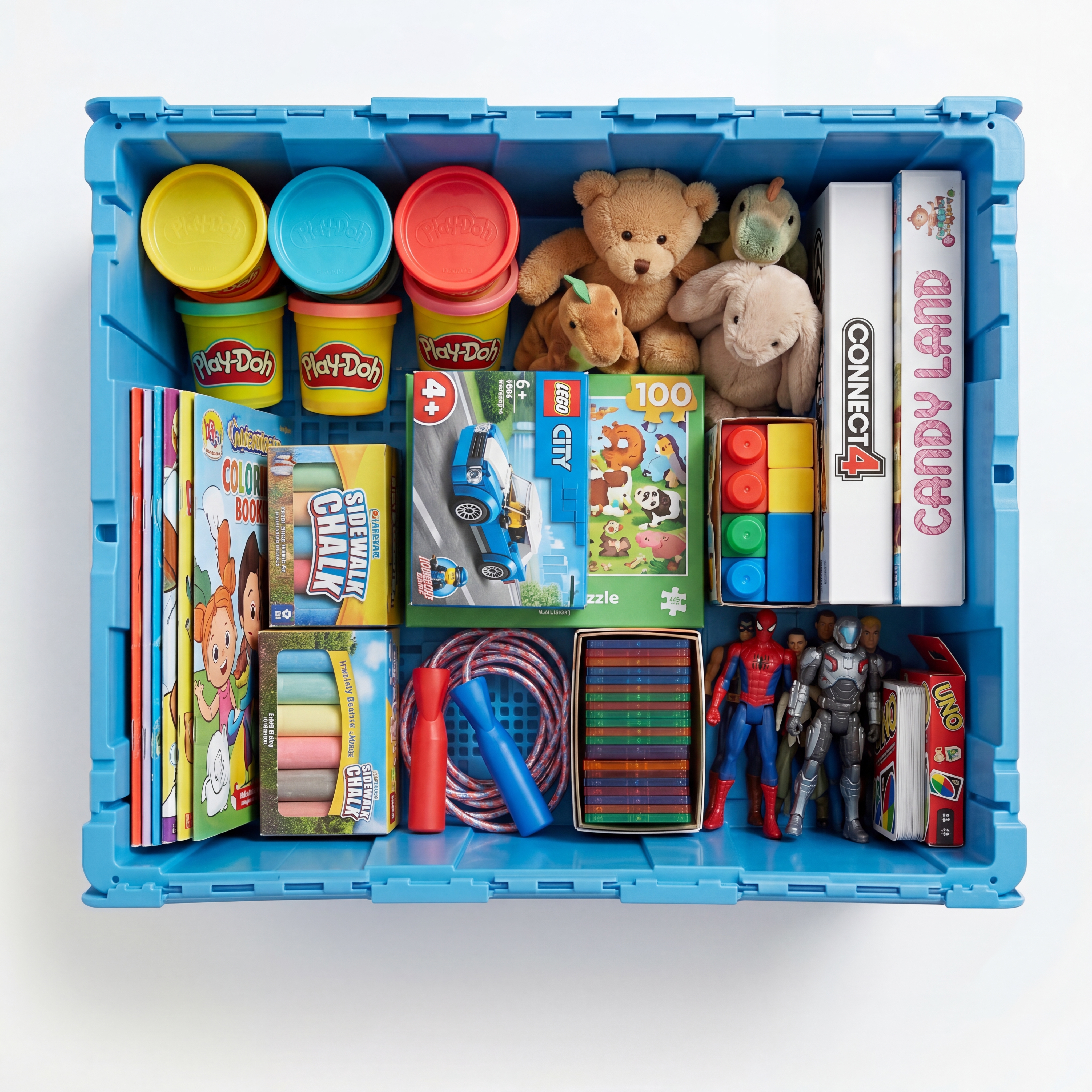 Toys stored in a Fort Lox box